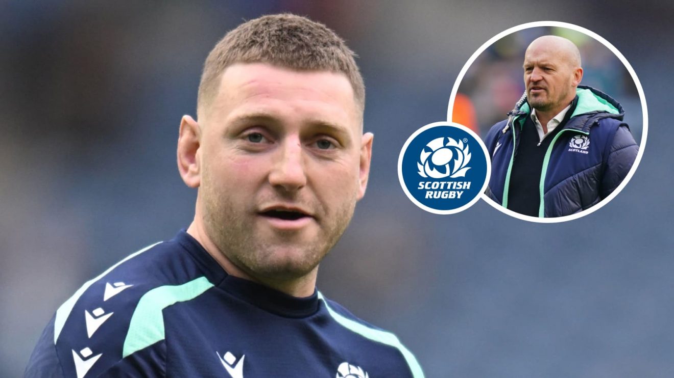 Scotland fly-half Finn Russell and insert of head coach Gregor Townsend.