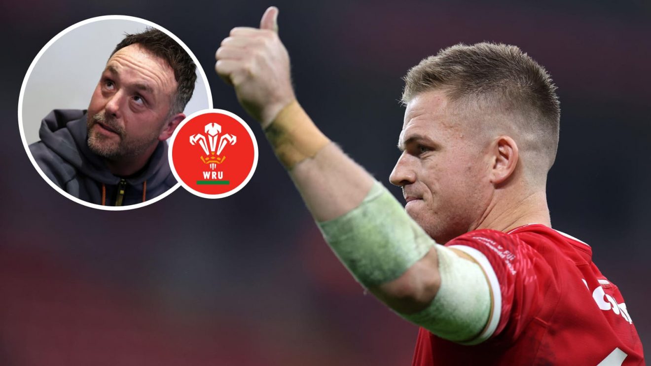 Fly-half Gareth Anscombe and Wales coach Matt Sherratt.