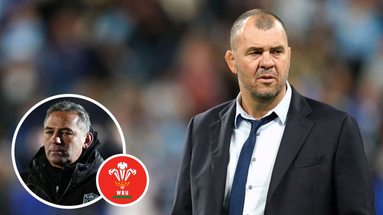 Leicester Tigers head coach Michael Cheika, who has been linked to the Wales position, and Glasgow Warriors boss Franco Smith (inset).