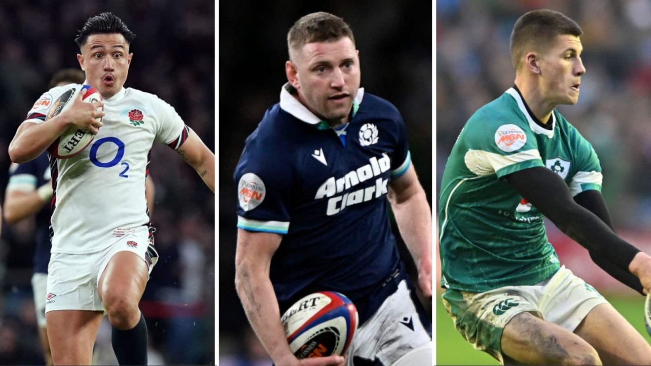 Dan Biggar's frontrunners for the Lions fly-half jersey: Marcus Smith (left), Finn Russell (middle) and Sam Prendergast (right).