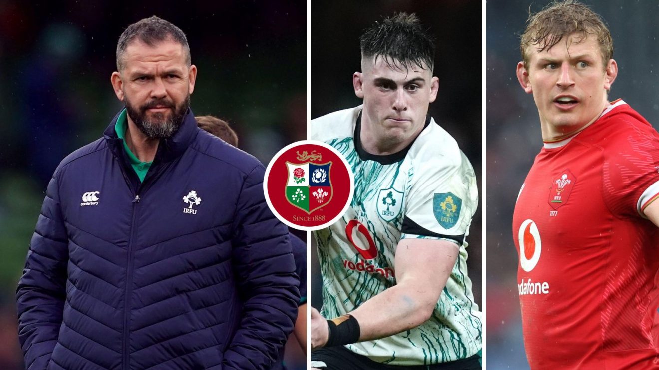 A three pannell image of Andy Farrell, Dan Sheehan and Jac Morgan