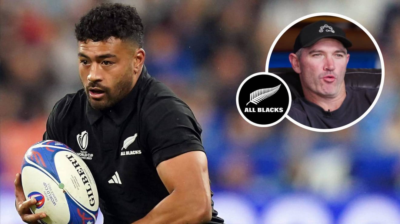 All Blacks fly-half Richie Mo'unga and 2011 Rugby World Cup winner Stephen Donald (inset).