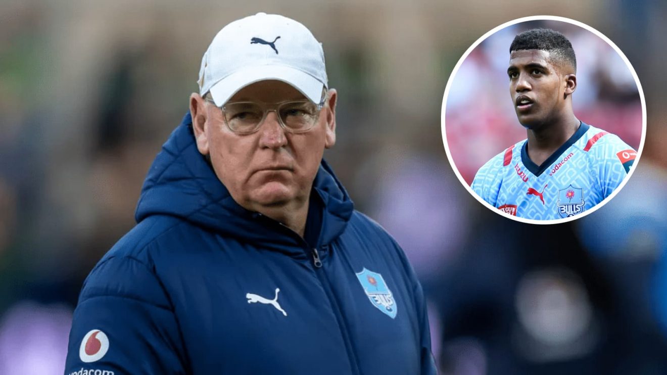 Bulls Boss Jake White and an insert of winger Canan Moodie