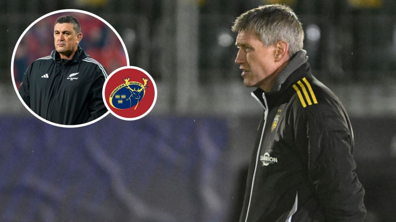 Ireland legend Ronan O'Gara and Chiefs boss Clayton McMillan (inset), who will become Munster head coach in July.