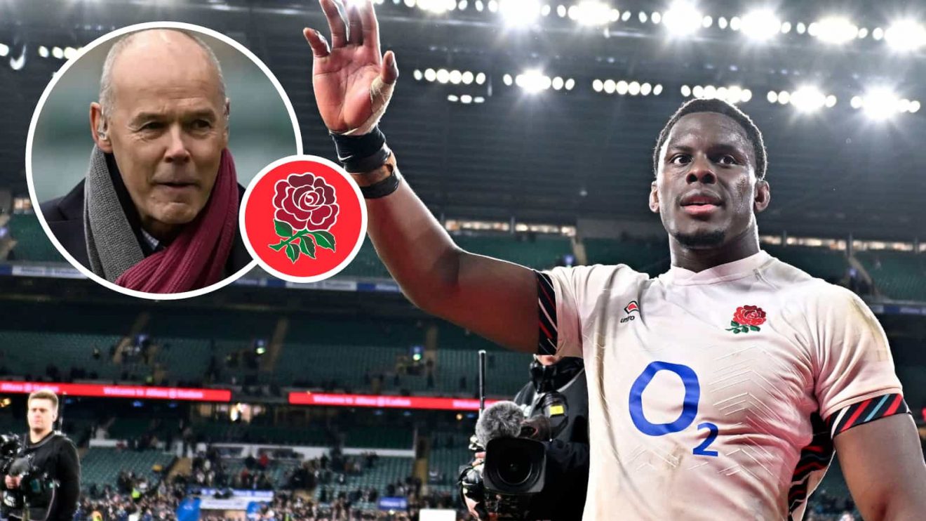 England captain Maro Itoje and an insert of Sir Clive Woodward.