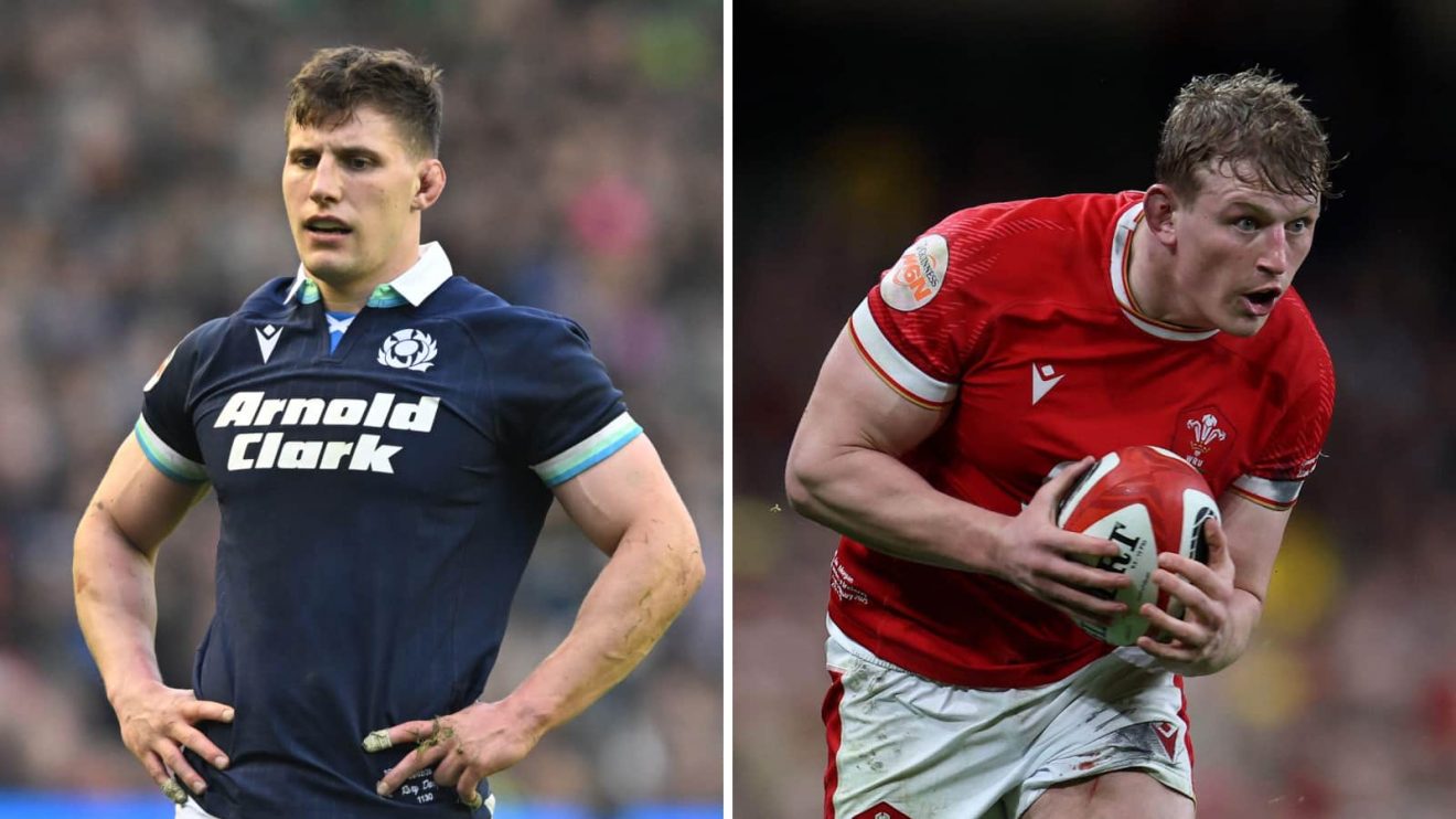 Scotland co-captain Rory Darge and Wales skipper Jac Morgan during the 2025 Six Nations.