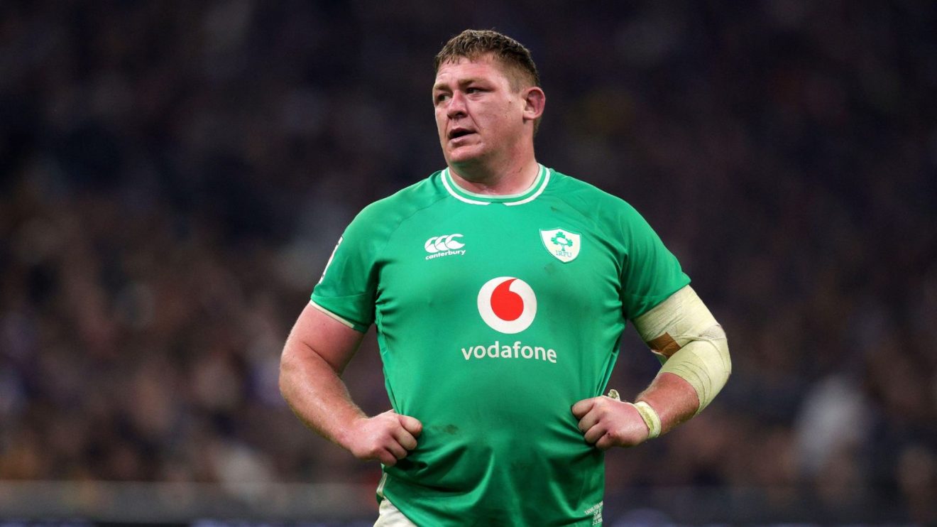 Tadhg Furlong in action for Ireland in the 2024 Six Nations