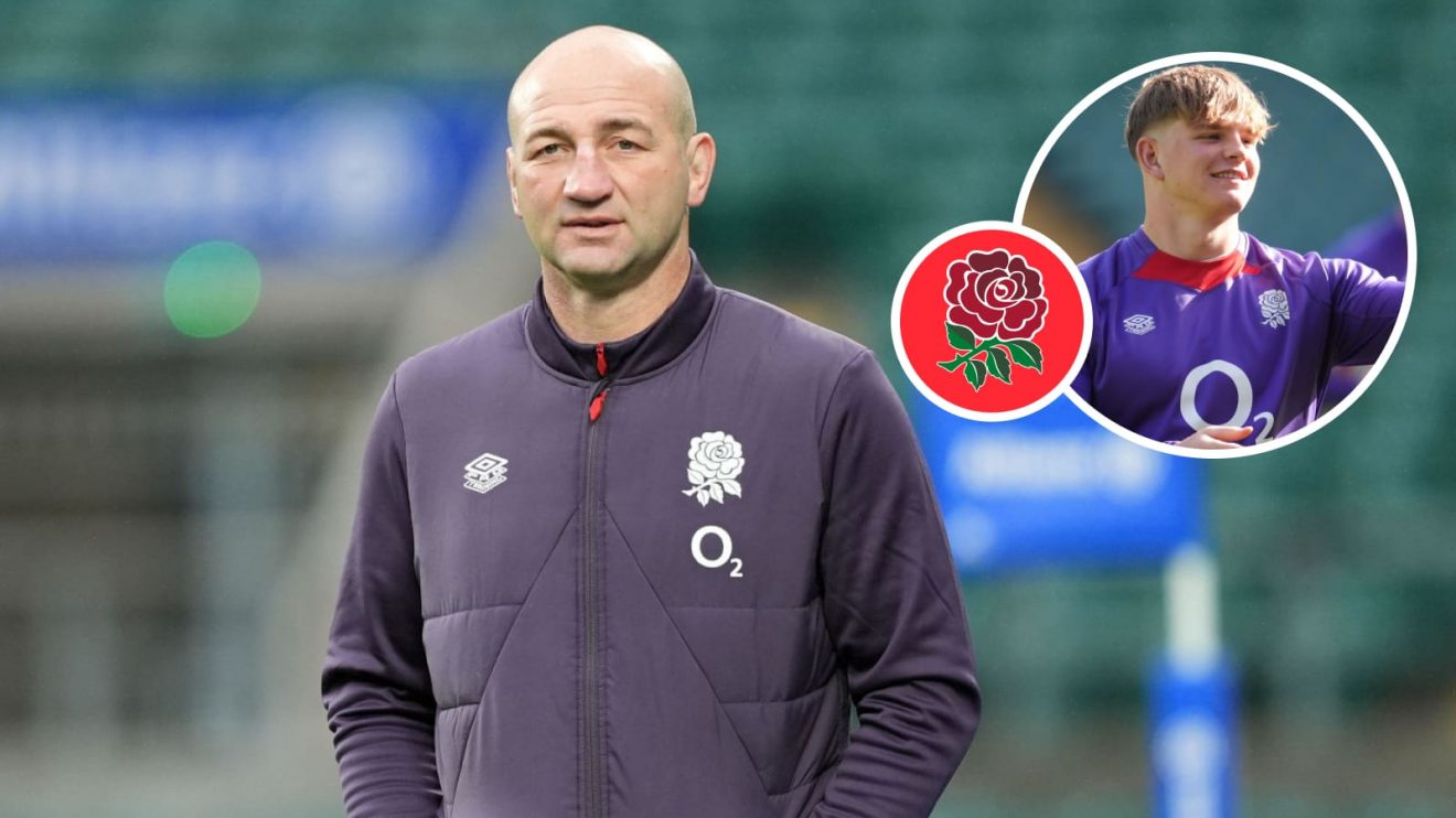 England head coach Steve Borthwick and potential debutant Henry Pollock (inset).