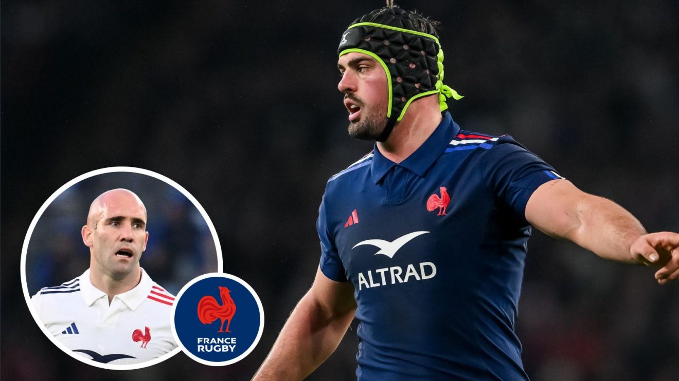 A two layered image of Gregory Alldritt and Maxime Lucu