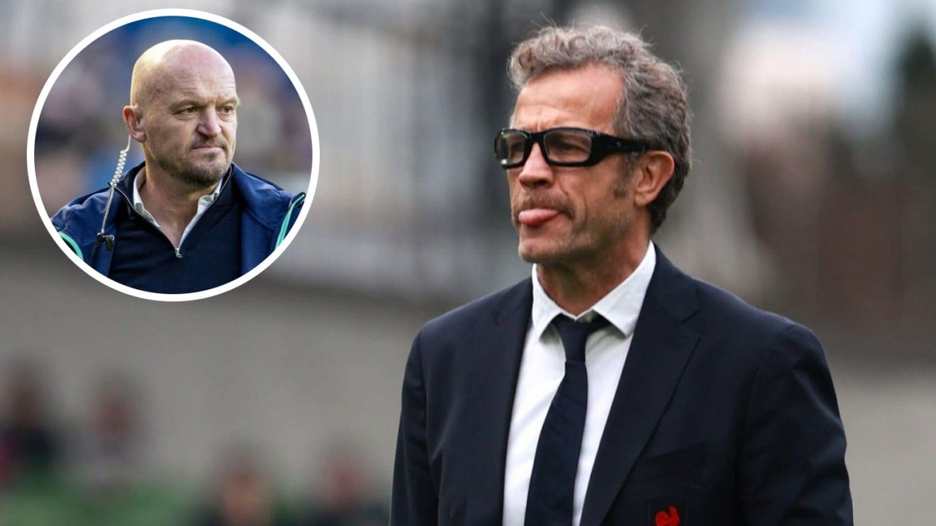 France head coach Fabien Galthie and an insert of Scotland boss Gregor Townsend.