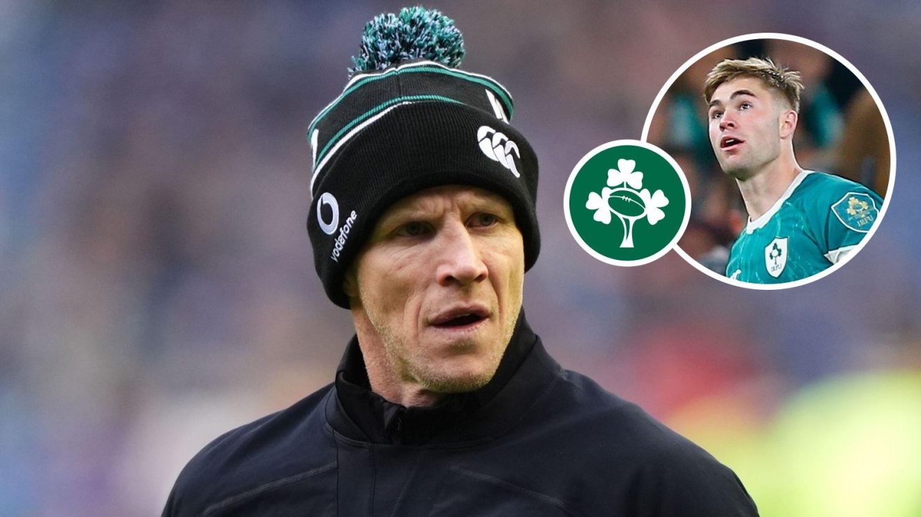 A two layered image of Simon Easterby and Jack Crowley