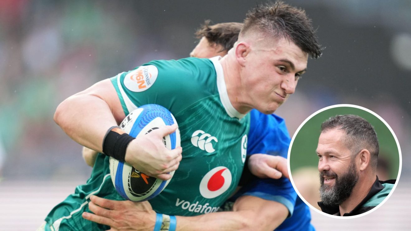 A two layered image of Dan Sheehan and Andy Farrell