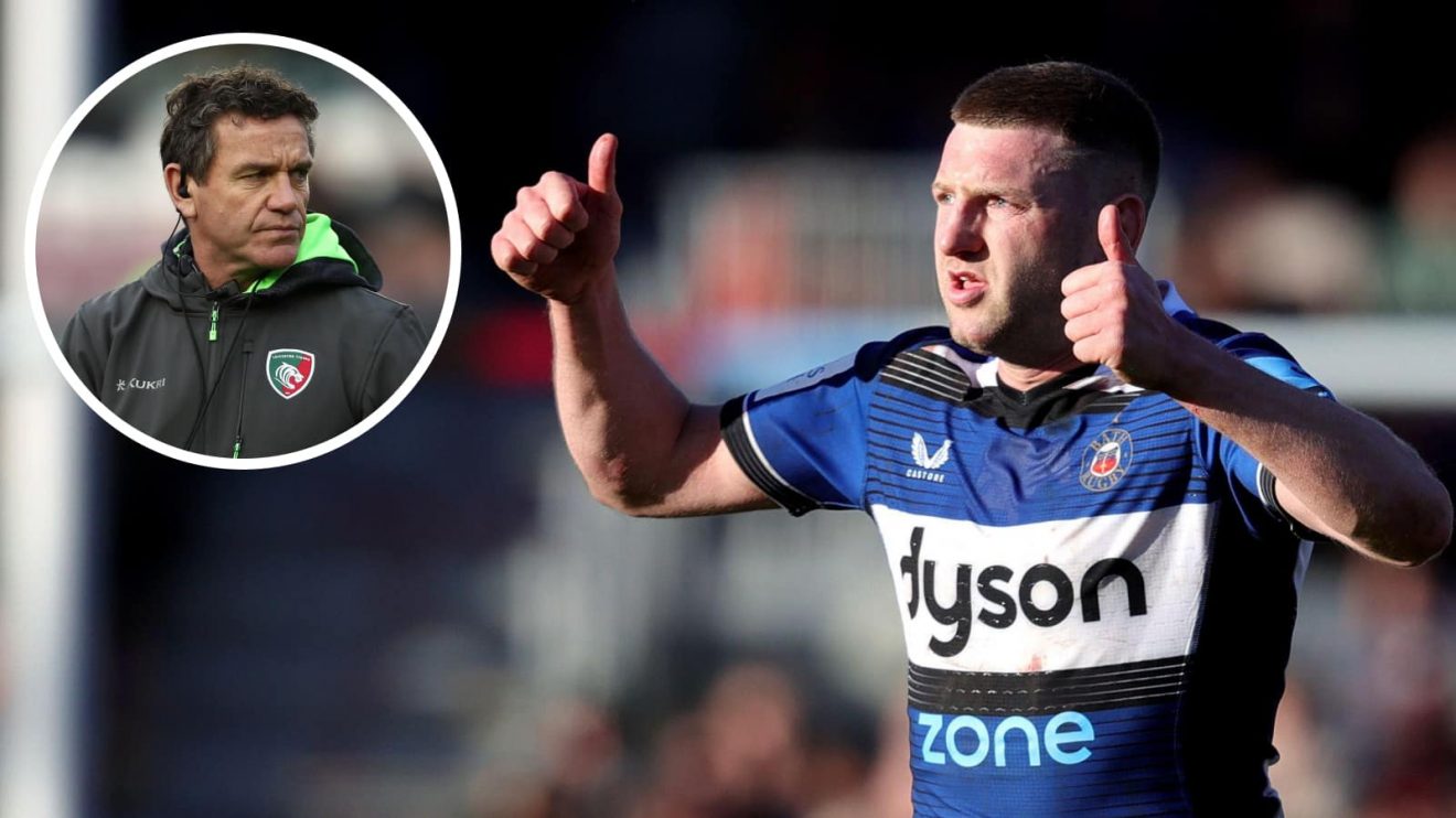 Bath fly-half Finn Russell and an insert of Mike Ford.