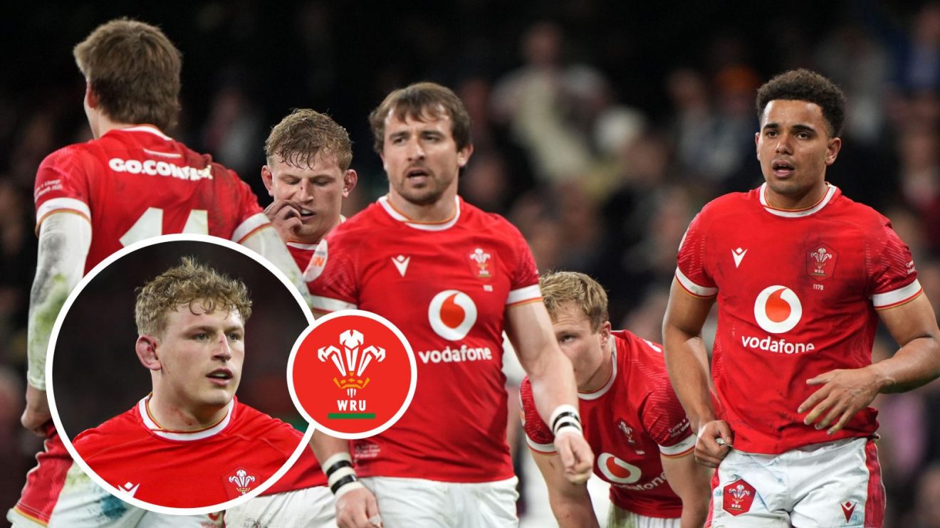 A group of Wales players with an inset of skipper Jac Morgan