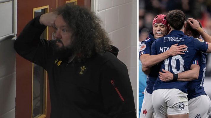 Ex-Wales prop Adam Jones and France's Louis Bielle-Biarrey and Romain Ntamack.
