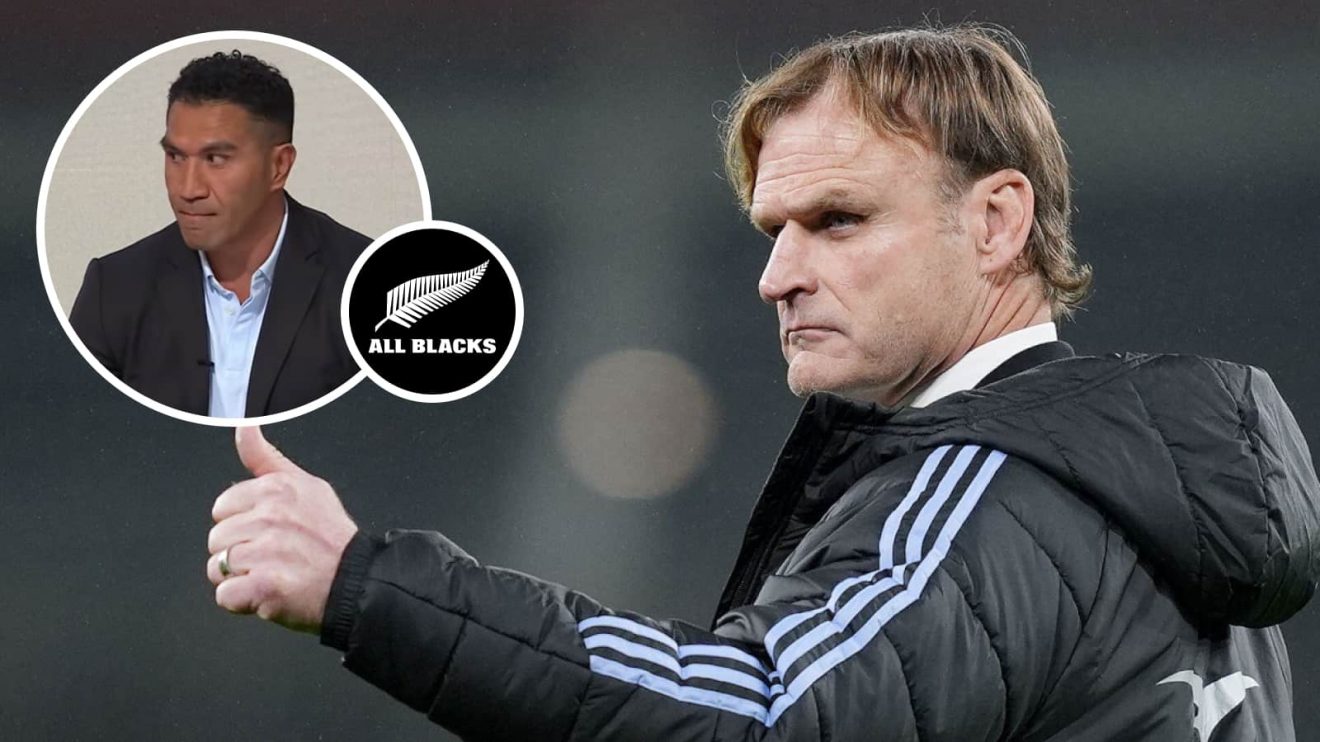 All Blacks head coach Scott Robertson and 100-times capped back Mils Muliaina (inset).