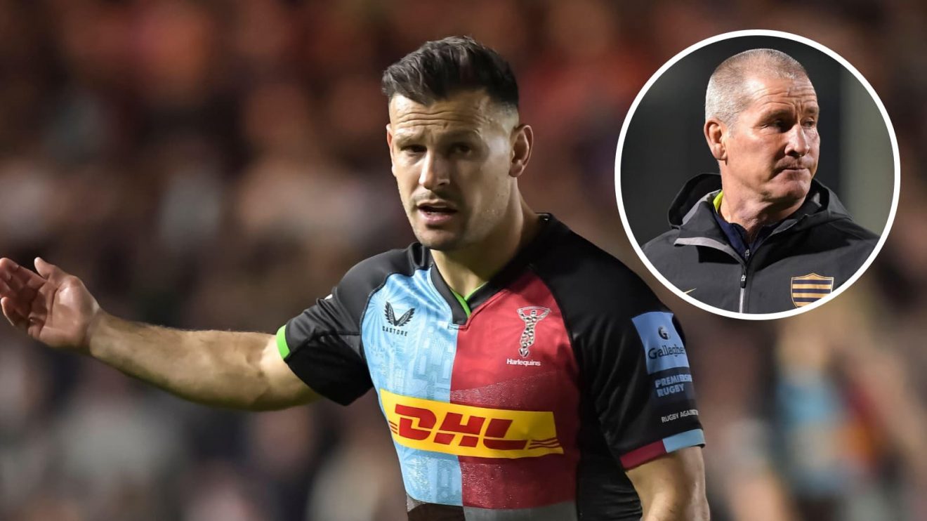Harlequins scrum-half Danny Care and an insert of Stuart Lancaster.