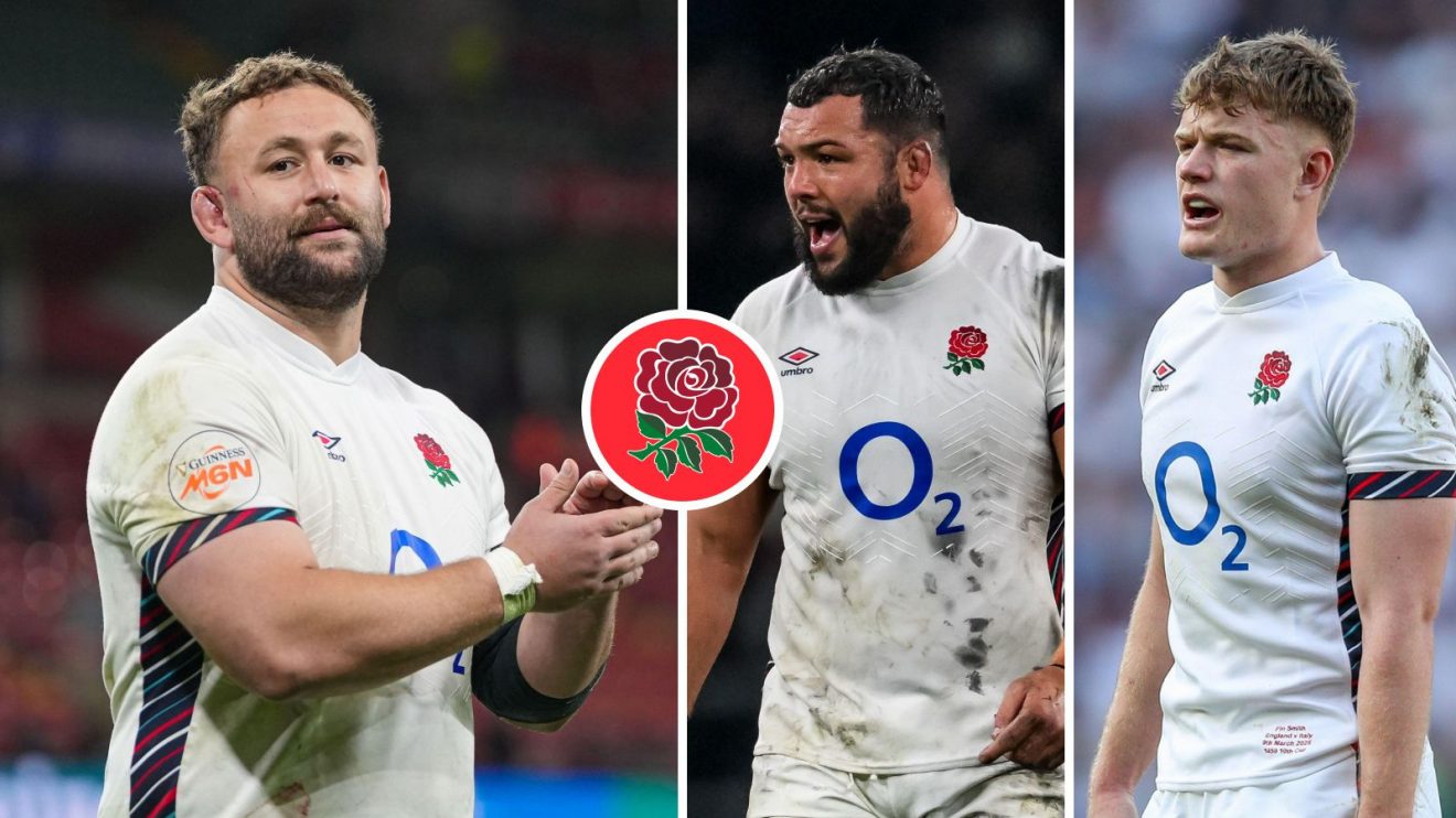 A three panel image of Will Stuart, Ellis Genge and Fin Smith