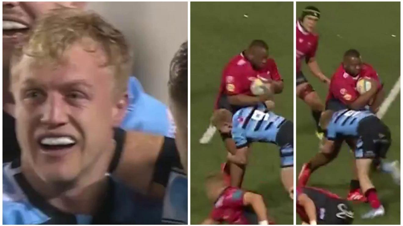 Johan and his tackle on Asenathi Ntlabakanye