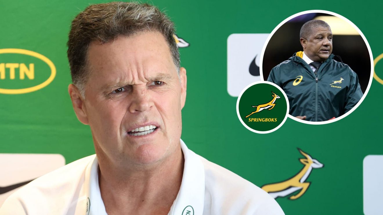 Springboks head coach Rassie Erasmus and ex-coach Allister Coetzee.