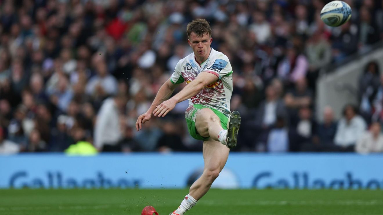 Harlequins fly-half Jamie Benson taking a penalty in his side's win over Saracens
