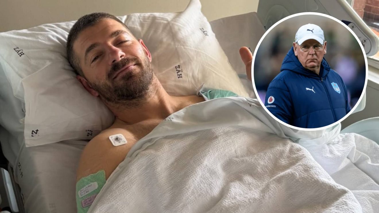 Springboks veteran Willie Le Roux and an insert of Bulls boss Jake White.