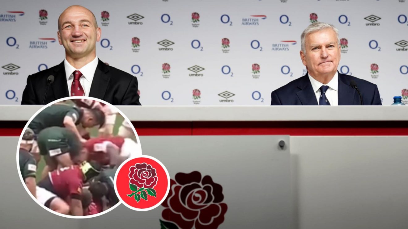 Steve Borthwick and Bill Sweeney speaking at England press conference.