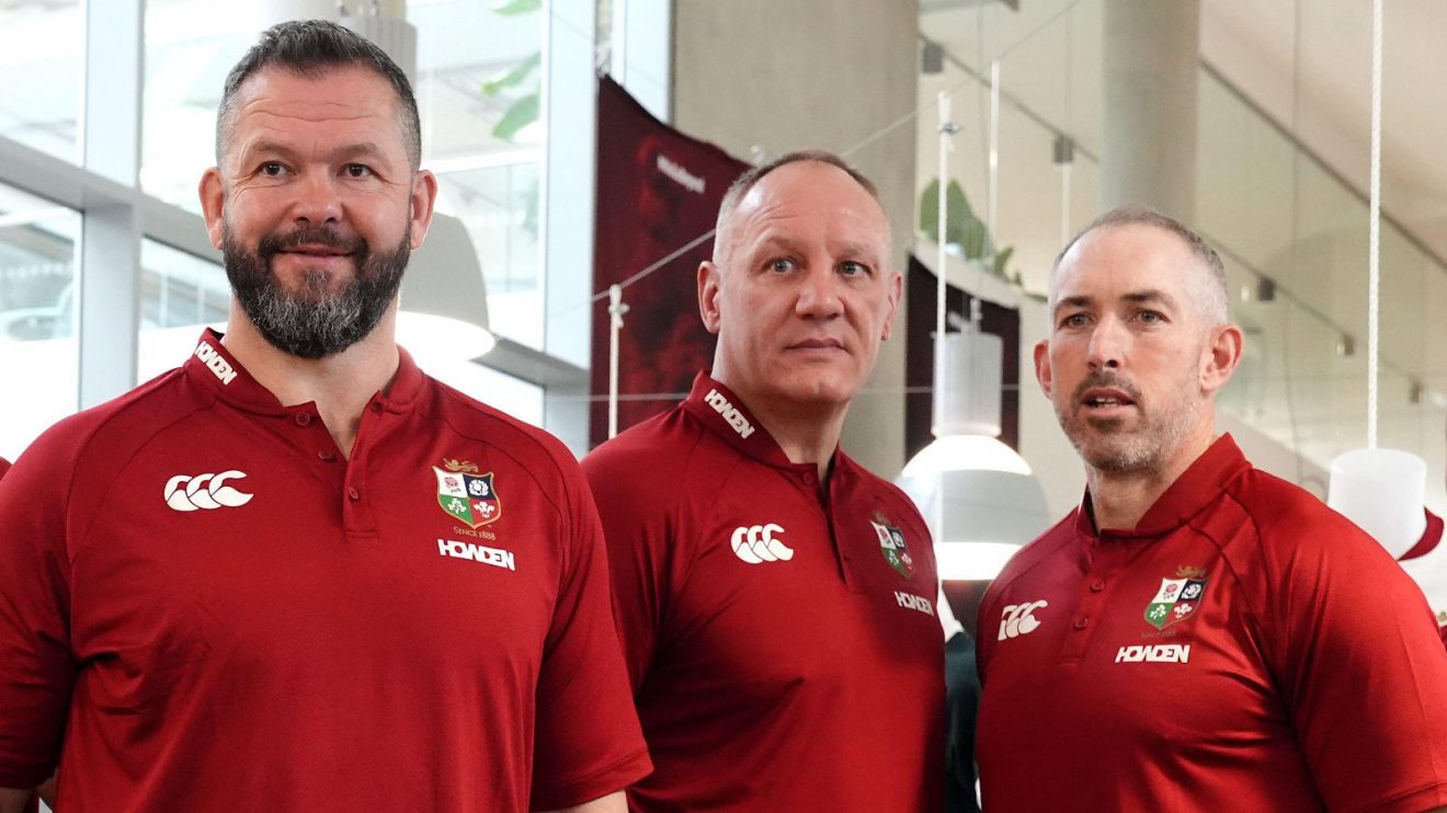 Andy Farrell John Dalziel and Andy Goodman Lions coaches 2025 - Alamy