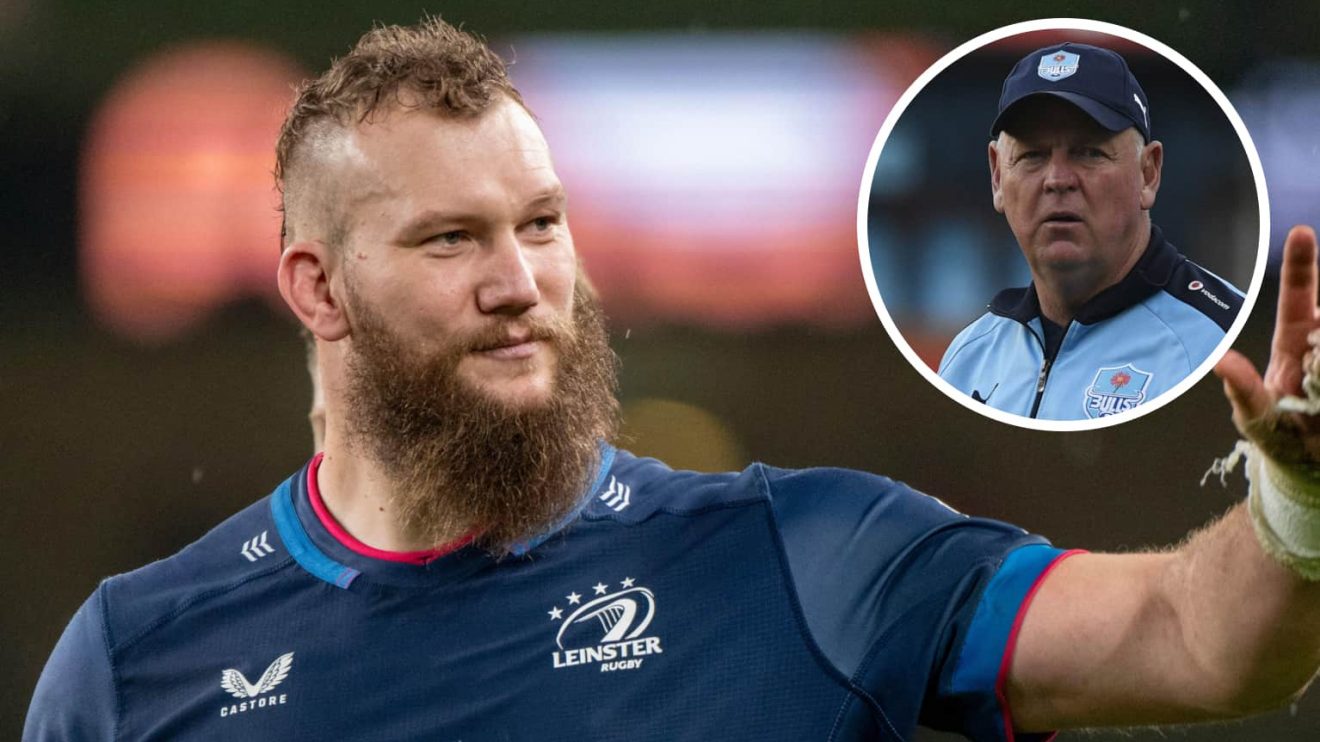 Springboks and Leinster lock RG Snyman and an insert of Jake White.