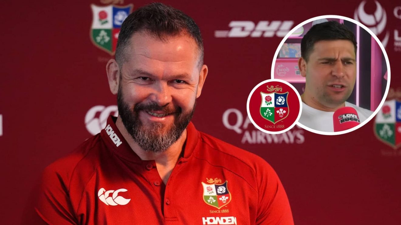British and Irish Lions head coach Andy Farrell and an insert of Ben Youngs.