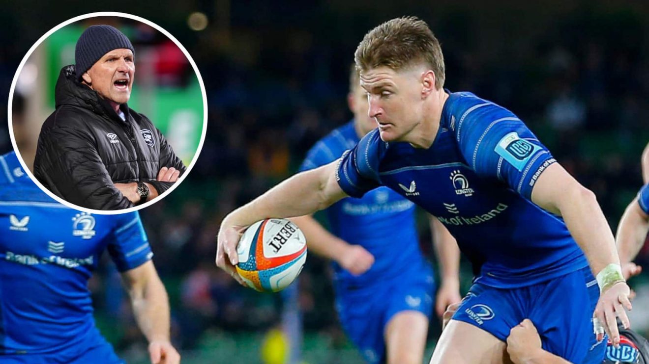Jordie Barrett in action for Leinster and former All Blacks coach John Plumtree (inset), who is now in charge of the Sharks.