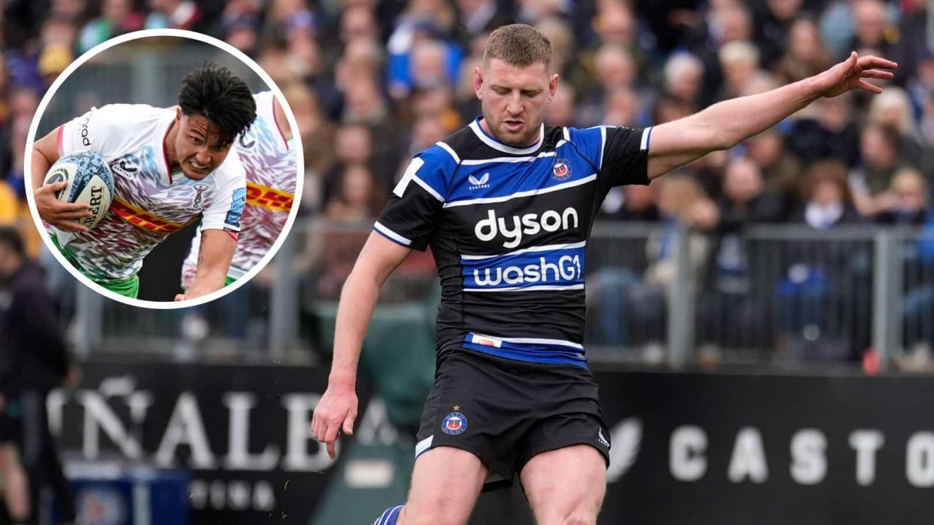 Bath fly-half Finn Russell and an insert of Marcus Smith.