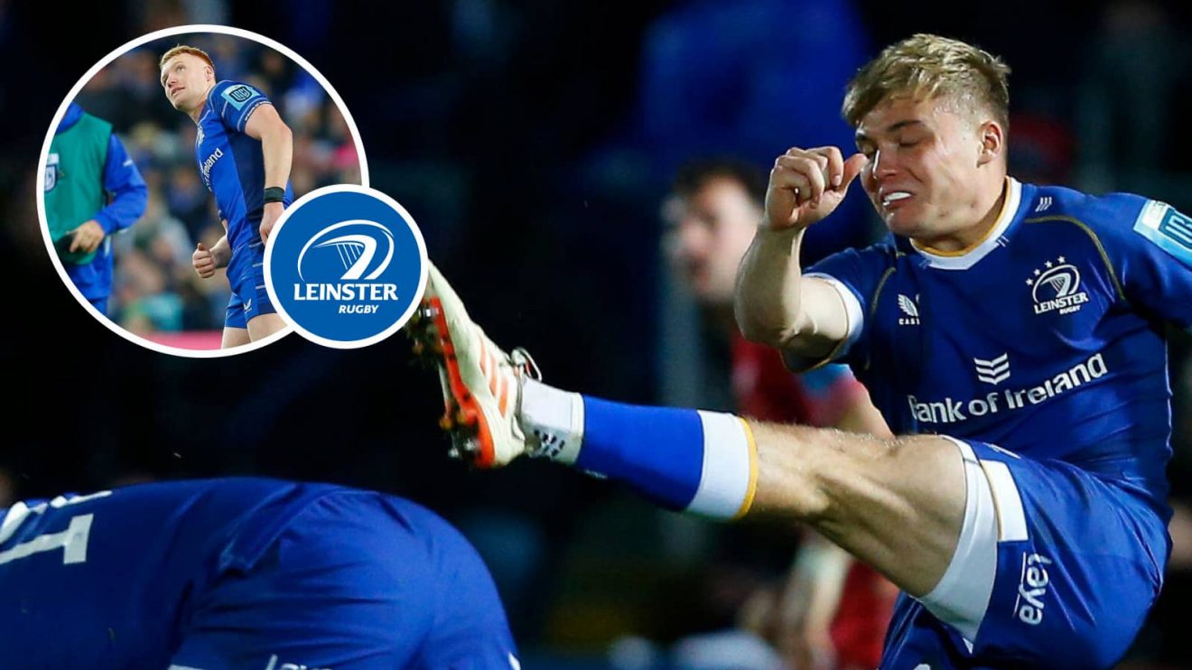 Fintan Gunne and Ciaran Frawley (inset), who had contrasting games for Leinster against the Sharks.