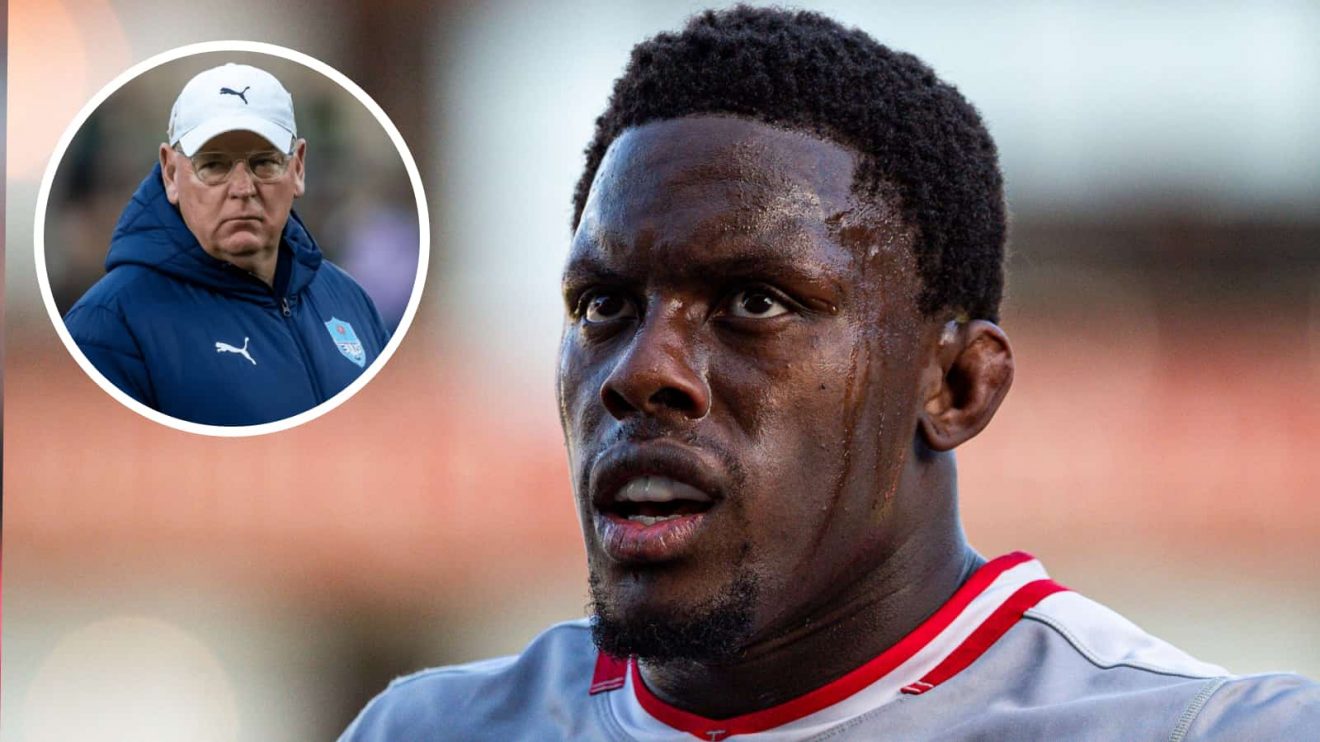 Saracens captain Maro Itoje and an insert of Bulls boss Jake White.