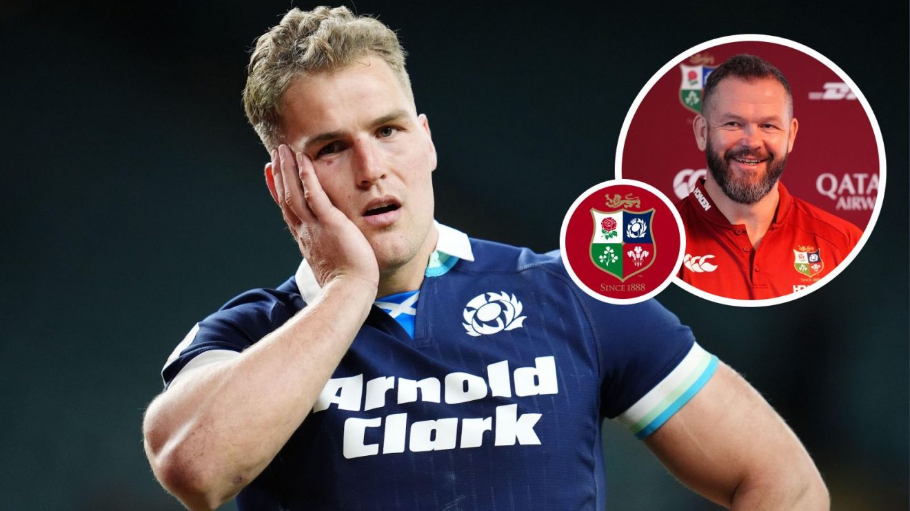 A two layered image of Duhan van der Merwe and Andy Farrell