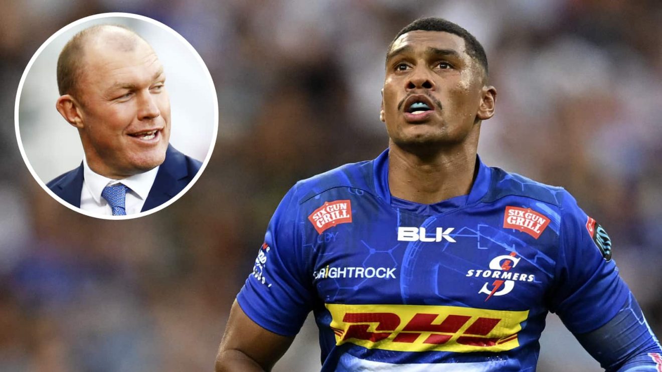 Stormers star Damian Willemse and an insert of Schalk Burger