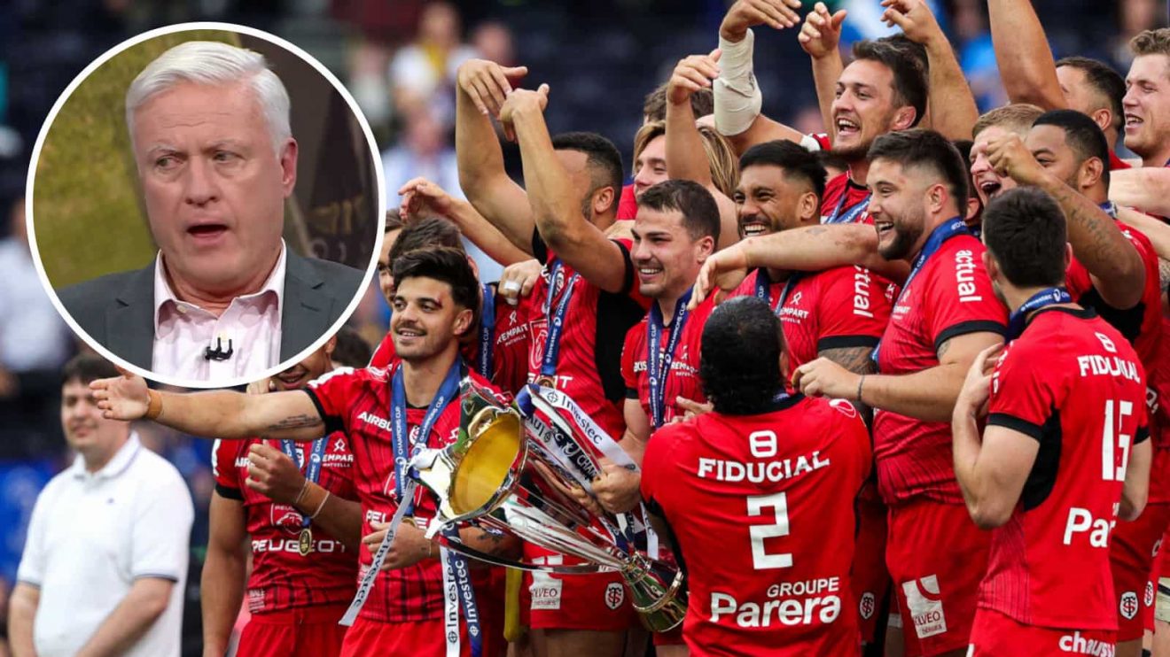 Toulouse celebrate winning the 2024 Champions Cup, and former Leinster head coach Matt Williams (inset).