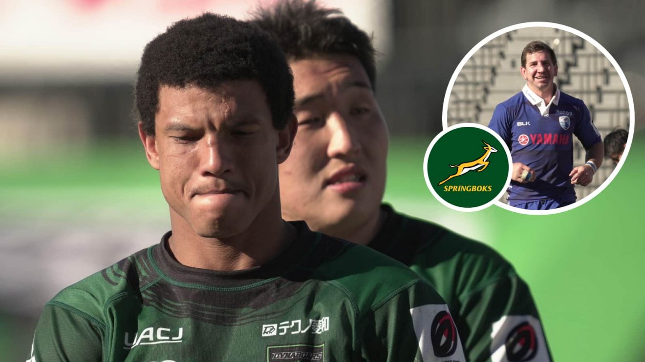 Springboks and Dynaboars back Kurt-Lee Arendse and an insert of Kwagga Smith.