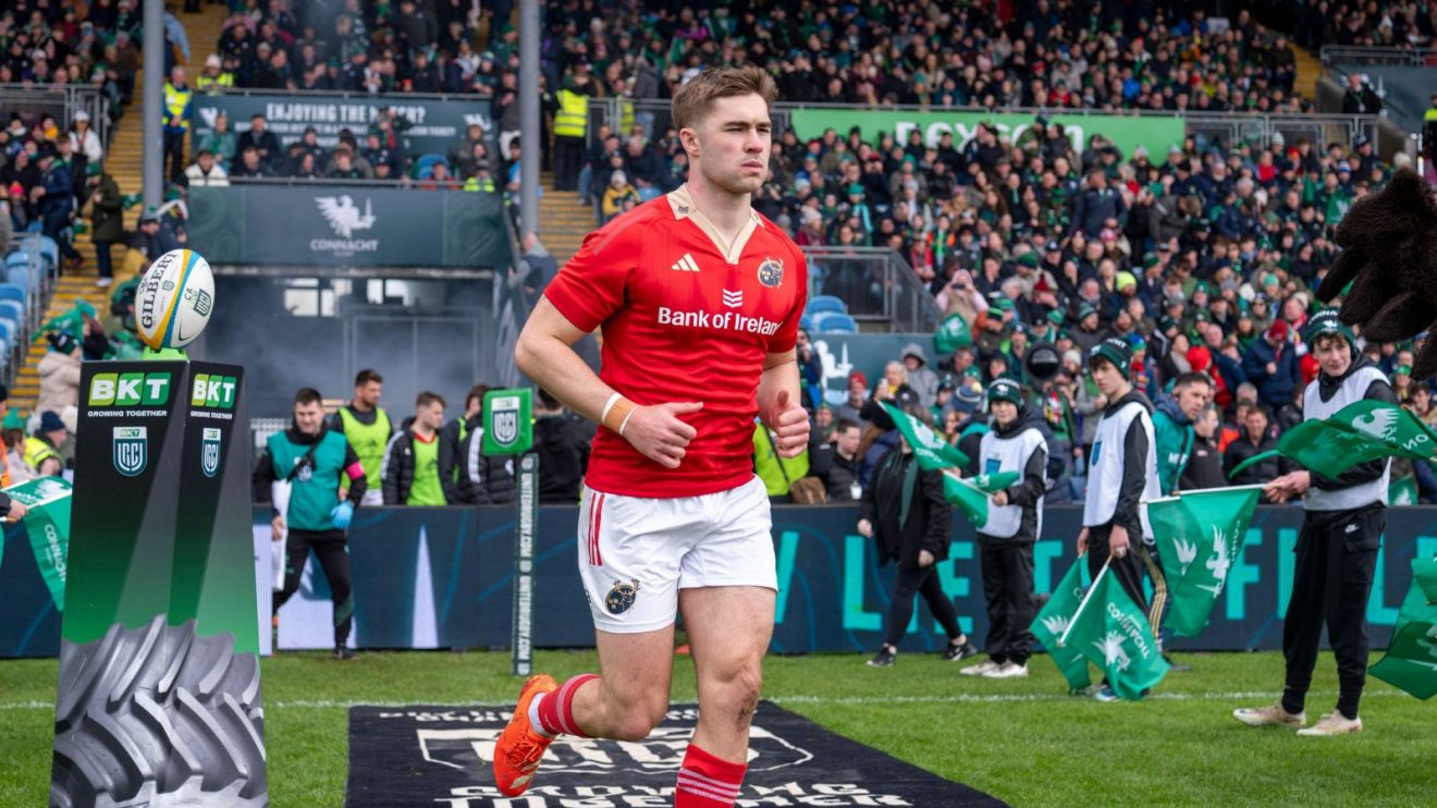 Jack Crowley runs out of the tunnel before facing Connacht