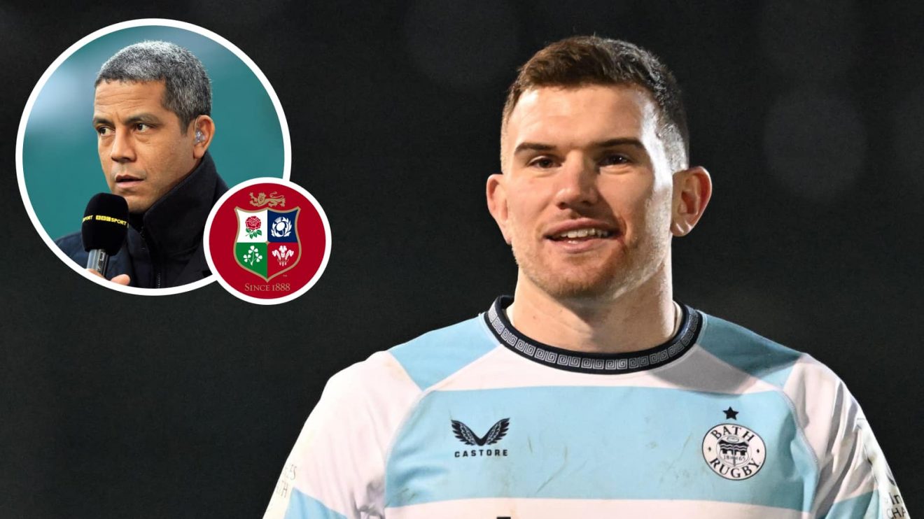 Bath and England scrum-half Ben Spencer and an insert of Lions legend Jeremy Guscott.