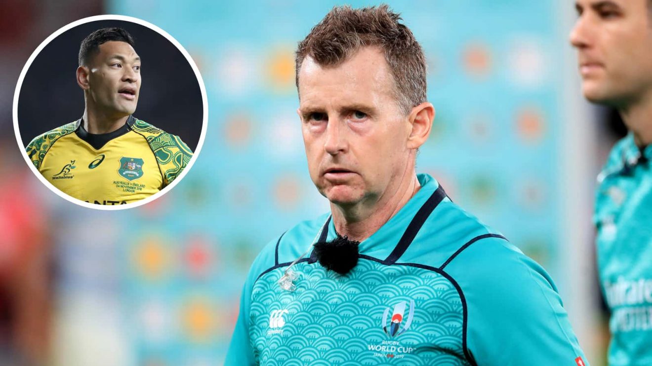 Former referee Nigel Owens and ex-Wallaby Israel Folau.