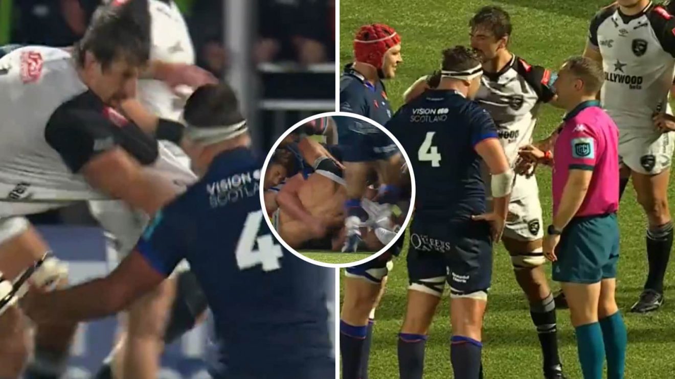 Springboks star Eben Etzebeth being sin-binned after incident with Scotland international Sam Skinner.