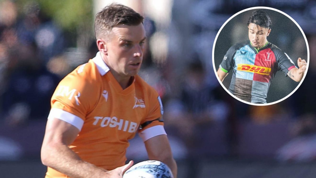 George Ford in action for Sale Sharks and Harlequins star Marcus Smith (inset).