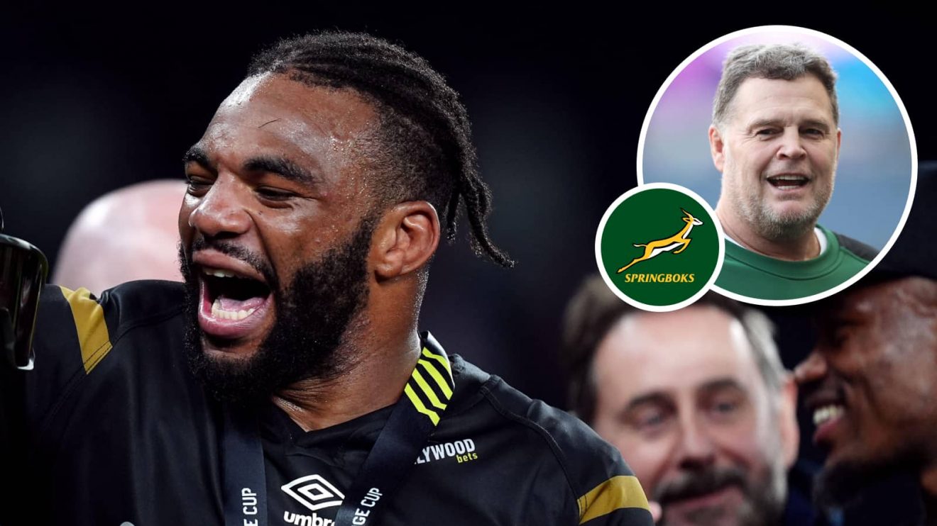 Vincent Tshituka and an inset of Springboks head coach Rassie Erasmus.