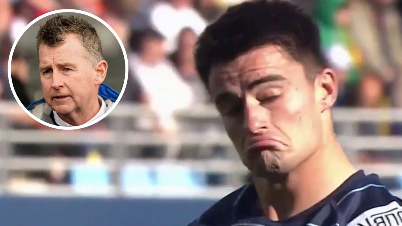 France and Racing 92 scrum-half Nolann Le Garrec and an inset of former referee Nigel Owens.