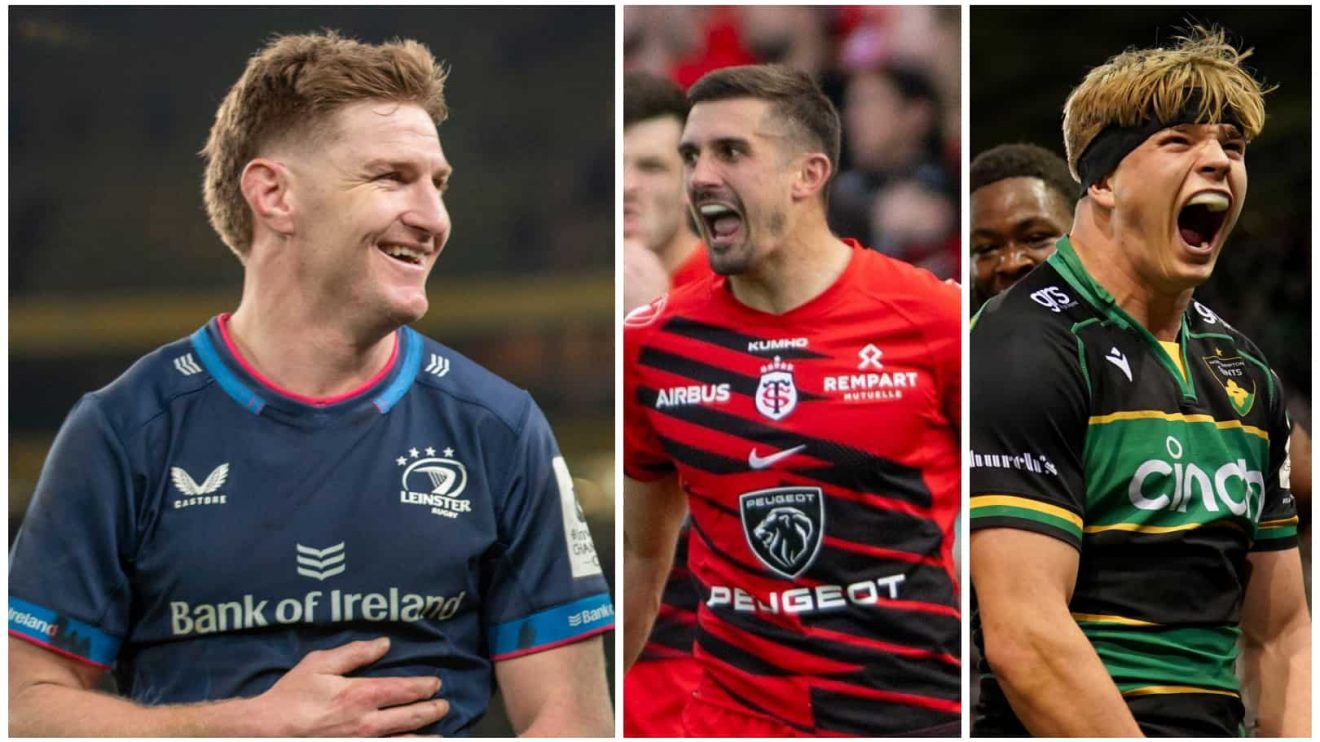 Leinster back Jordie Barrett, Toulouse's Thomas Ramos and Northampton Saints' back Henry Pollock