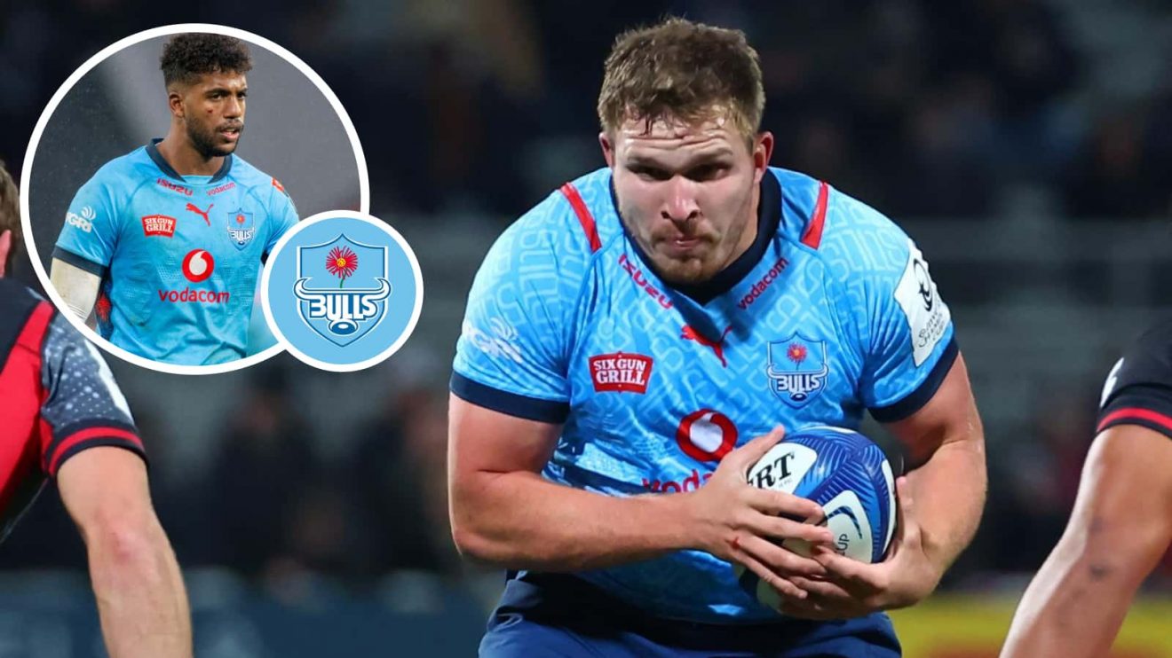 Bulls star Jan-Hendrik Wessels and an inset of Canan Moodie. (Image credit: Blue Bulls Rugby and Sipa US)