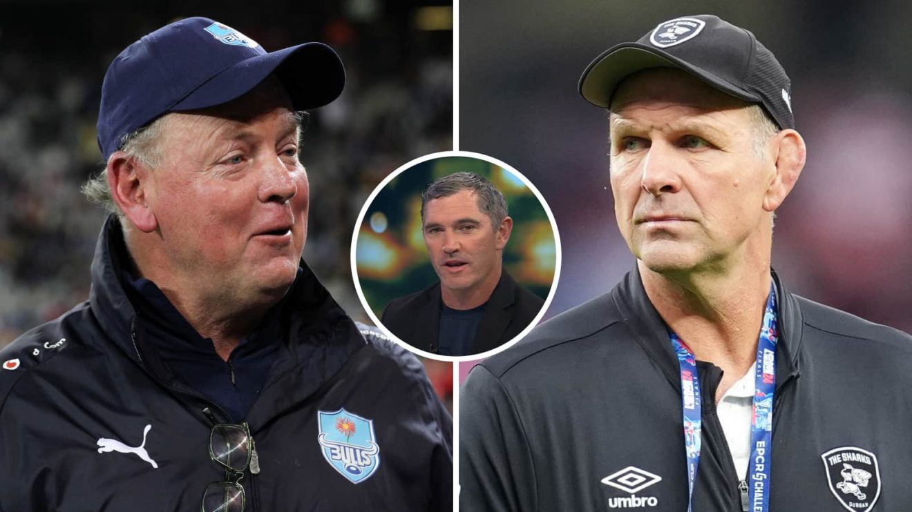 Split image of Jake White, John Plumtree and former All Blacks fly-half Stephen Donald.