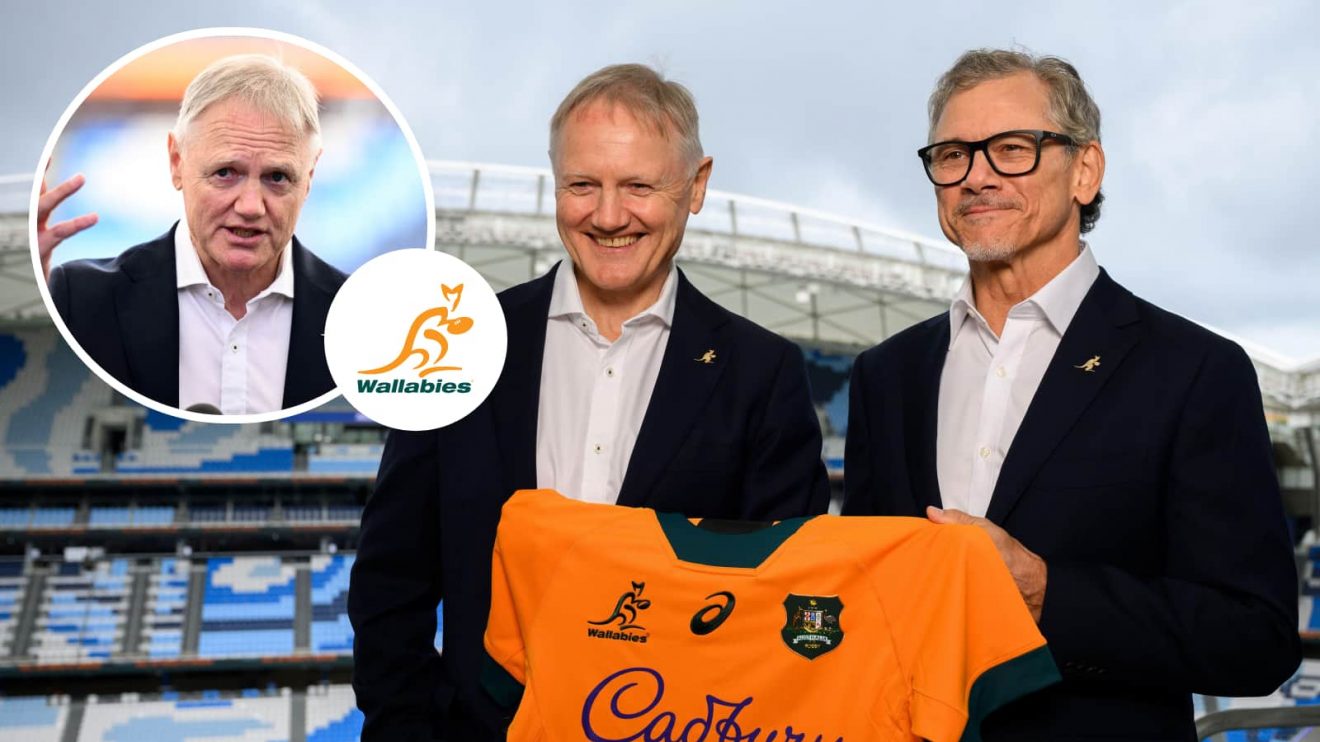 Current Wallabies boss Joe Schmidt and his successor Les Kiss.