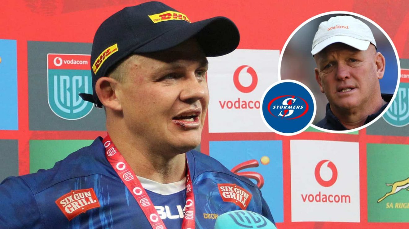 Springboks and Stormers flanker Deon Fourie and an inset of Stormers director of rugby John Dobson,